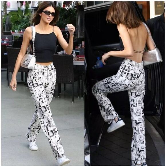 Reformation Newsprint Comic High Rise Straight Long Jeans - Size 26 - Picture 10 of 16